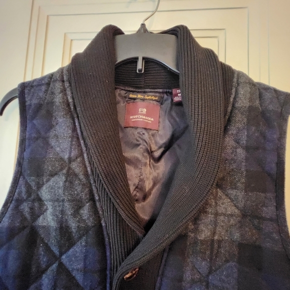 wool blend quilted plaid vest Women's Sz Medium SCOTCH & SODA - Picture 7 of 16